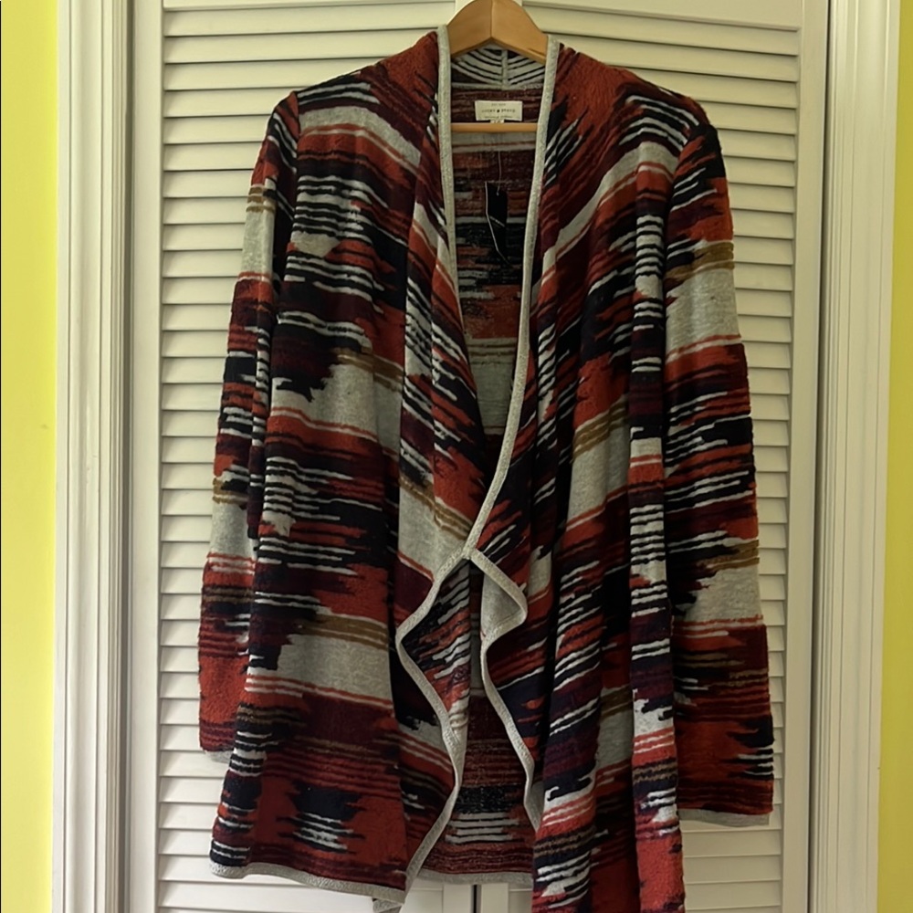 Striped Open Front Cardigan Sweater